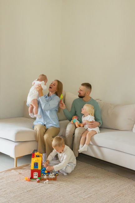 family playing toys