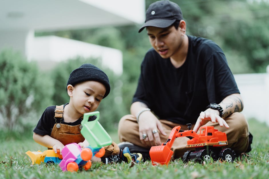 family playing toys